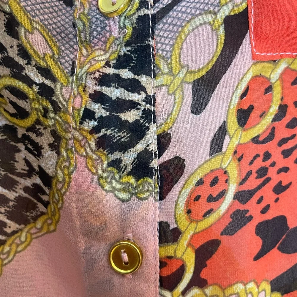 Animal Print Button-Up Blouse - Picture 3 of 4
